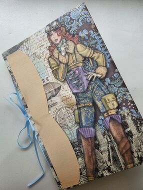 "STEAMPUNK ADVENTURE" Handmade Junk Journal Decorated +60pcs Ephemera 50pgs